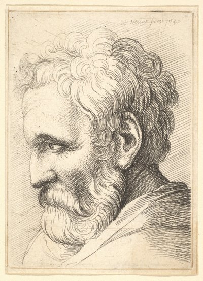 Parrakas vanha mies, 1645. tekijältä Wenceslaus Hollar