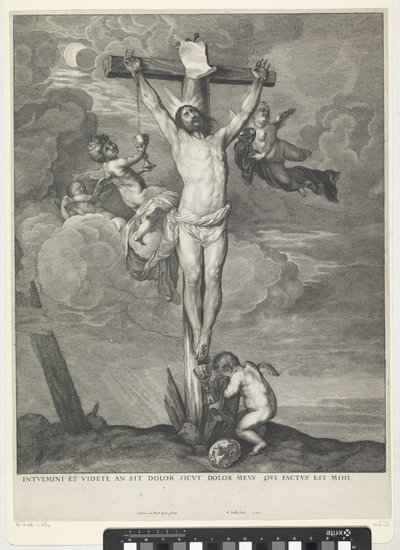 Kristus ristillä enkelien kanssa tekijältä Wenceslaus Hollar