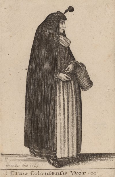 Ciuis Coloniesis Vxor, 1643. tekijältä Wenceslaus Hollar