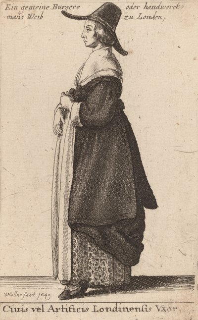 Lontoon kansalaiset tai käsityöläiset, 1643. tekijältä Wenceslaus Hollar
