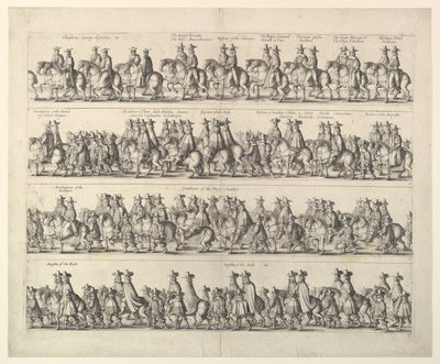 Kaarle II:n kruunauskulkue Lontoon läpi, 1662. tekijältä Wenceslaus Hollar