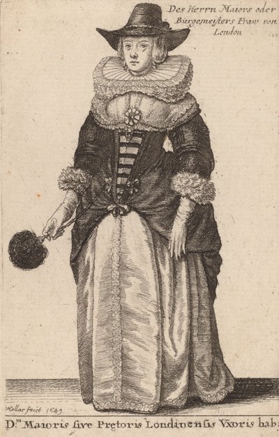Dni Maioris tai Praetoris Londinensis Vxoris Hab:, 1649. tekijältä Wenceslaus Hollar