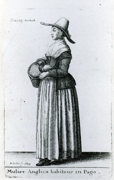 Englantilainen maalaisnainen, 1643 tekijältä Wenceslaus Hollar