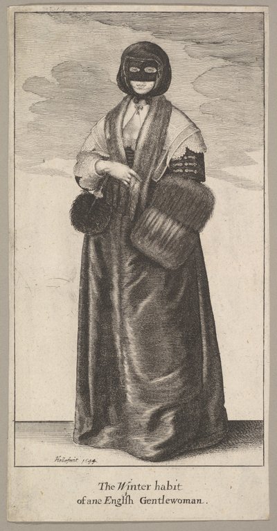Englantilainen nainen talviasussa Englantilaisen herrasnaisen talvitottumus, 1644. tekijältä Wenceslaus Hollar
