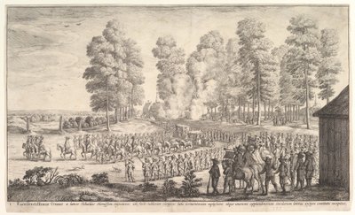 Thurnin kreivin ja taksien saapuminen Hemisseniin, n. 1651. tekijältä Wenceslaus Hollar
