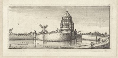 Näkymä Kleine Houtpoortille Haarlemissa tekijältä Wenceslaus Hollar