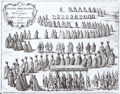 Suvereenin ja sukkanauharitarien suuri kulkue Windsorissa, 1672 tekijältä Wenceslaus Hollar