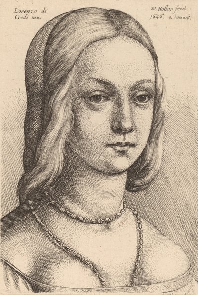 Oikealta katsovan naisen johtaja. tekijältä Wenceslaus Hollar