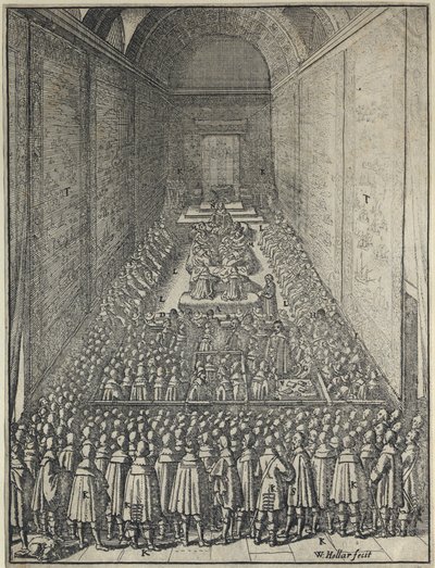 House of Lords, Westminsterin palatsi Lontoossa, noin 1650 (etsaus) tekijältä Wenceslaus Hollar