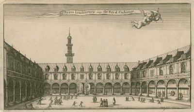 Lontoon kuninkaallisen pörssin sisätilat tekijältä Wenceslaus Hollar