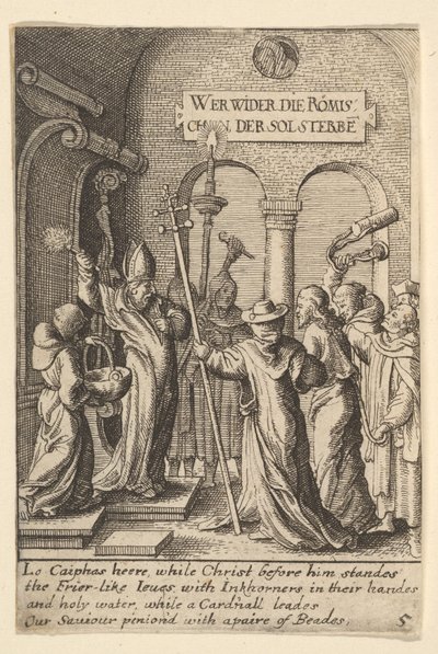 Jeesus ennen Kaifasta, 1625-77. tekijältä Wenceslaus Hollar