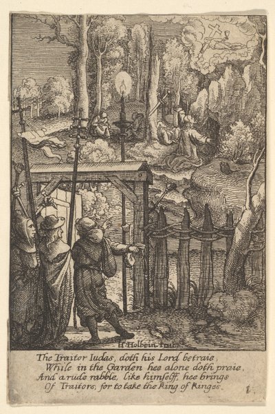 Jeesus Öljymäellä, 1625-77. tekijältä Wenceslaus Hollar