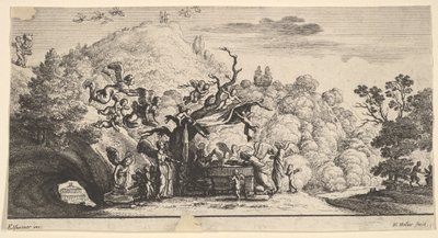 Jeesus palveli enkeleitä, 1652. tekijältä Wenceslaus Hollar