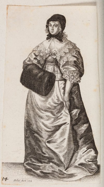Nainen hilkassa ja muhvissa tekijältä Wenceslaus Hollar