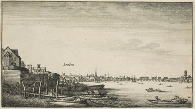 Lontoo Thames-joelta katsottuna Milford Starissa Arundel Housen alapuolella tekijältä Wenceslaus Hollar