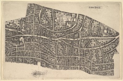 Lontoo ennen suurta tulipaloa, 1666-77. tekijältä Wenceslaus Hollar