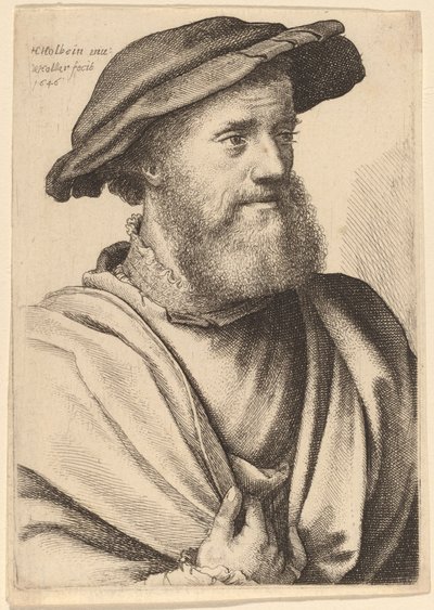 Oikealta näyttävä partainen mies Hans Holbein, 1646. tekijältä Wenceslaus Hollar