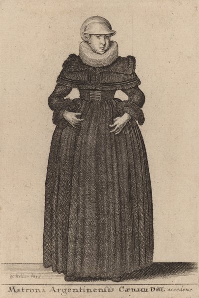 Päivän argentiinalainen illallinen Matrona lähestyy nymfiä. tekijältä Wenceslaus Hollar