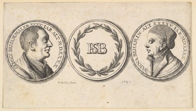 Medaljonit Sebald Behamin ja Anna Behamin muotokuvilla, 1647. tekijältä Wenceslaus Hollar
