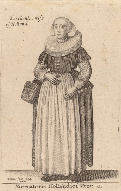 Hollantilaisen kauppiaan vaimo, 1644. tekijältä Wenceslaus Hollar