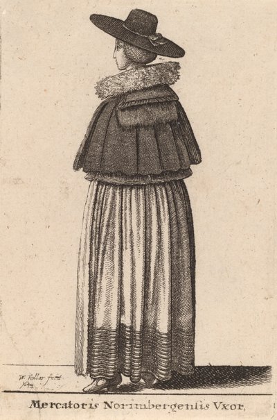 Nürnbergin kauppiaan vaimo, 1643. tekijältä Wenceslaus Hollar