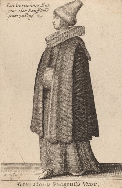 Prahan kauppiaan Vxor, 1642. tekijältä Wenceslaus Hollar