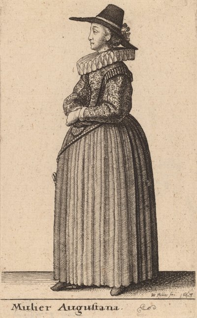 Augustalainen nainen, 1643. tekijältä Wenceslaus Hollar