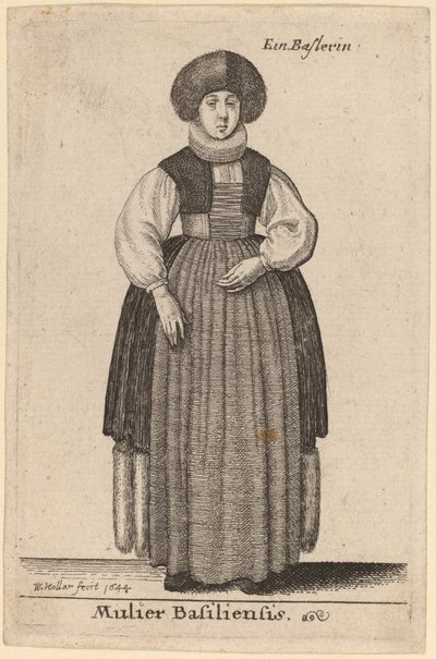 Nainen Baselista tekijältä Wenceslaus Hollar