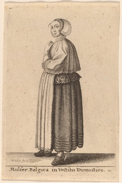 Belgialainen nainen kotimekossa tekijältä Wenceslaus Hollar