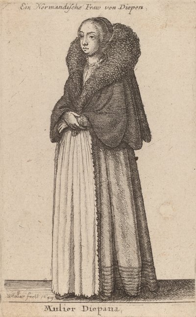 Diepanalainen nainen, 1649. tekijältä Wenceslaus Hollar