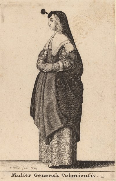 Kölnin antelias nainen, 1643. tekijältä Wenceslaus Hollar