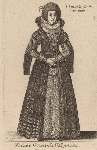 Espanjalainen antelias nainen, 1644. tekijältä Wenceslaus Hollar