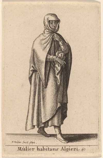 Algerissa asuva nainen tekijältä Wenceslaus Hollar