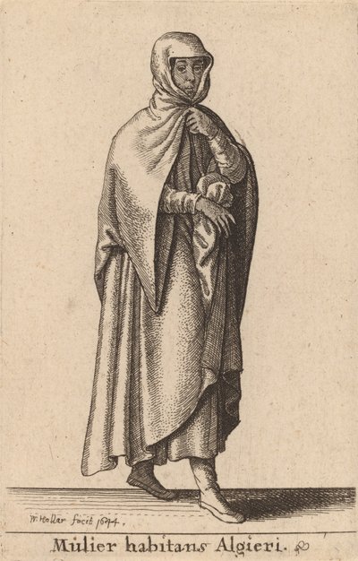 Nainen asuu Algerissa, 1644. tekijältä Wenceslaus Hollar