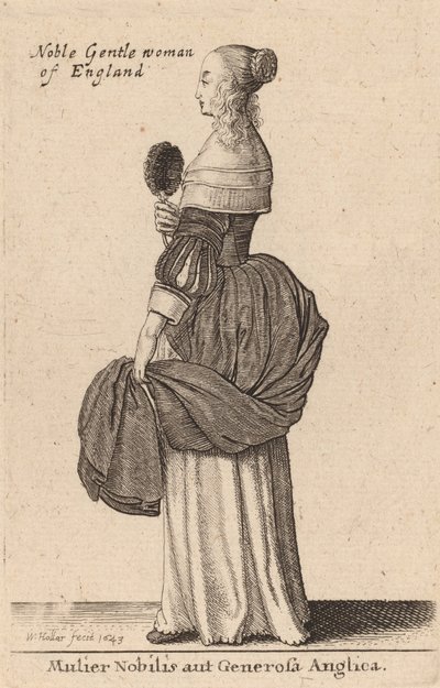 Jalo tai antelias englantilainen nainen, 1643. tekijältä Wenceslaus Hollar