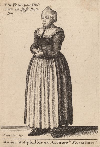 Westfalenin nainen Archiepin luostarista, 1643. tekijältä Wenceslaus Hollar