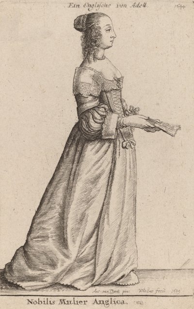 Jalo englantilainen nainen, 1649. tekijältä Wenceslaus Hollar