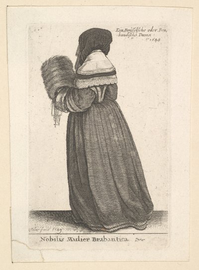 Jalo nainen Brabantista, aatelisnainen Brabantista, 1648 tekijältä Wenceslaus Hollar