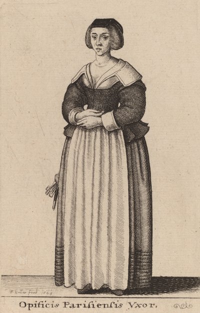 Työläisen vaimo Pariisissa, 1643. tekijältä Wenceslaus Hollar