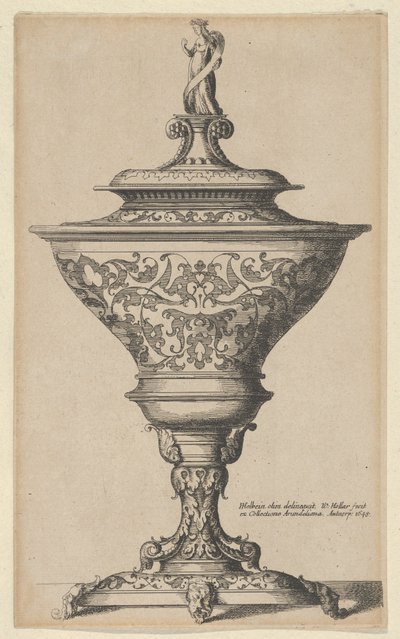 Koristeellinen pikari naamioiden jaloissa, 1645, 1645. tekijältä Wenceslaus Hollar