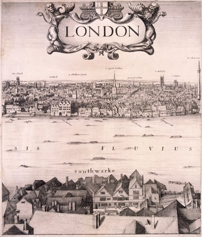 Panoraamanäkymä Lontooseen, c1670 tekijältä Wenceslaus Hollar