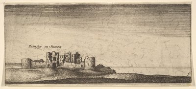 Pevenseyn linna, 1652-77. tekijältä Wenceslaus Hollar