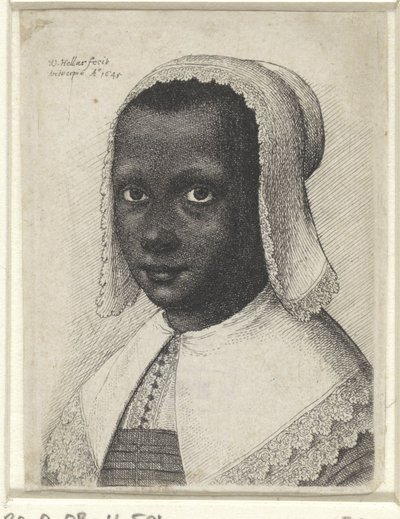 Nuoren mustan naisen muotokuva, 1645 tekijältä Wenceslaus Hollar