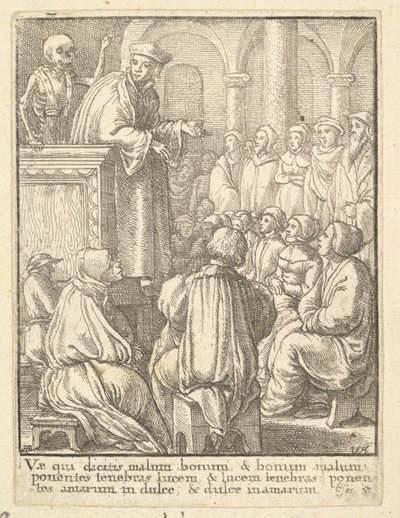 Saarnaaja, Kuolemantanssista, 1651. tekijältä Wenceslaus Hollar