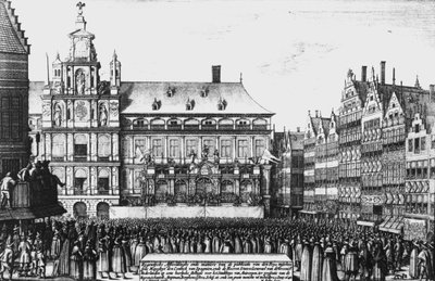 Vestfalenin rauhan julistus vuonna 1648, kaiverrus F. Wyngaerde tekijältä Wenceslaus Hollar