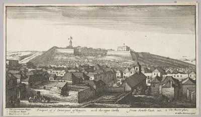 Näkymä Tangerin sisäosaan ylemmän linnan kanssa kaakosta, 1669-73. tekijältä Wenceslaus Hollar