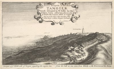 Näkymä Tangerin pohjoispuolelle koskien Maynenmerta kukkulasta tullessasi... vuoteen 1673 mennessä. tekijältä Wenceslaus Hollar