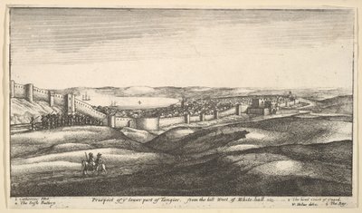 Näkymä Tangerin alaosaan White-hallin länsimäiseltä kukkulalta, 1669-73. tekijältä Wenceslaus Hollar