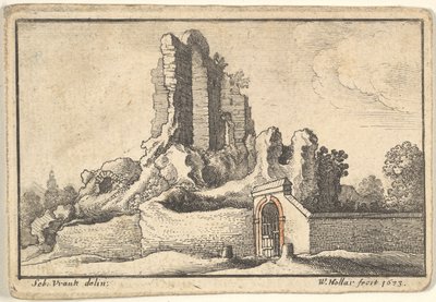 Rauniot ja aidattu portti Esquiline-kukkulalla Roomassa, 1673. tekijältä Wenceslaus Hollar