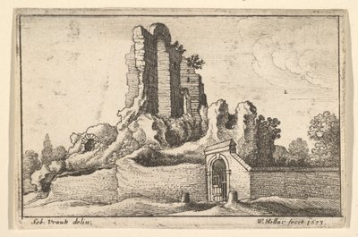 Rauniot ja aidattu portti Esquiline-kukkulalla Roomassa, 1673. tekijältä Wenceslaus Hollar